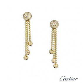 Cartier 18k Yellow Gold Draperie Diamond Set Drop Earrings
